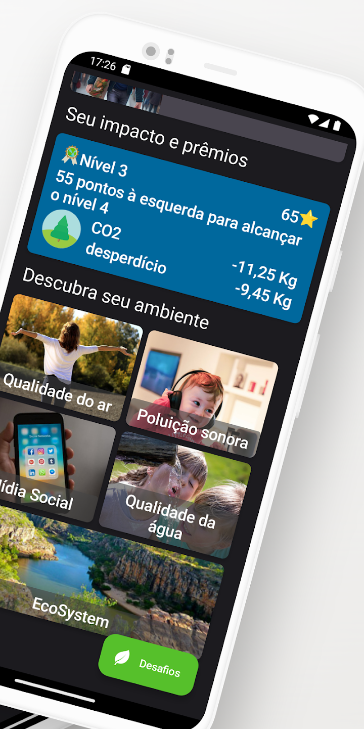 Veja o painel que contabiliza o seu nível de colaboração e as suas contribuições com os desafios cumpridos.