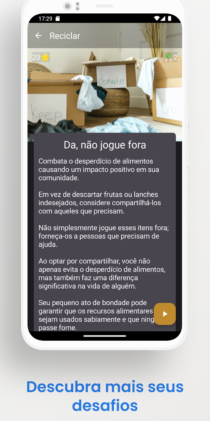 Leia a descrição das práticas que decidir adotar.