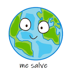 Imagem da logo do jogo Desafio Ambiental. Mostra o planeta Terra cartoonizado com olhos e uma boca sorrindo e, sobre uma legenda escrita: me salve
